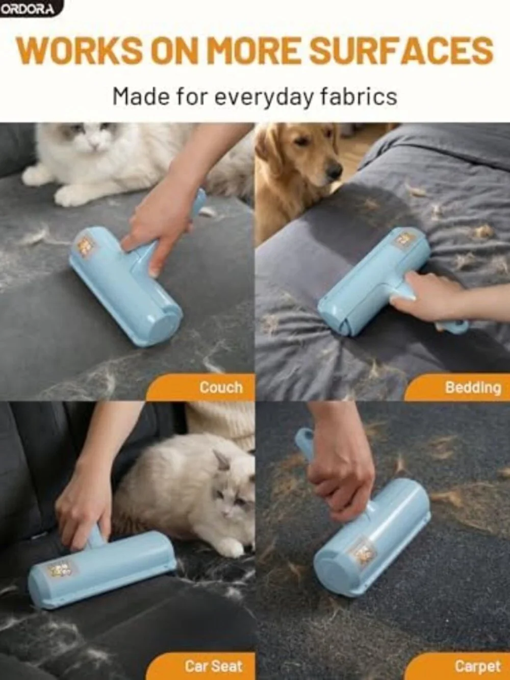 Reusable Pet Hair Remover Roller - Lint Roller for Dog & Cat Hair, Easy Clean